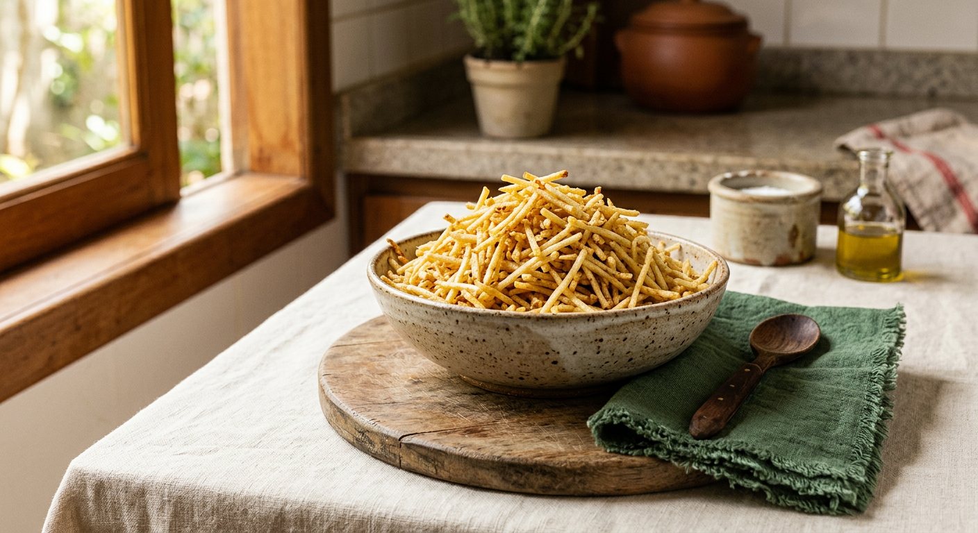 Batata Palha (Crispy Potato Sticks) — Shoestring Fries for Stroganoffs, Salads and Hot Dogs