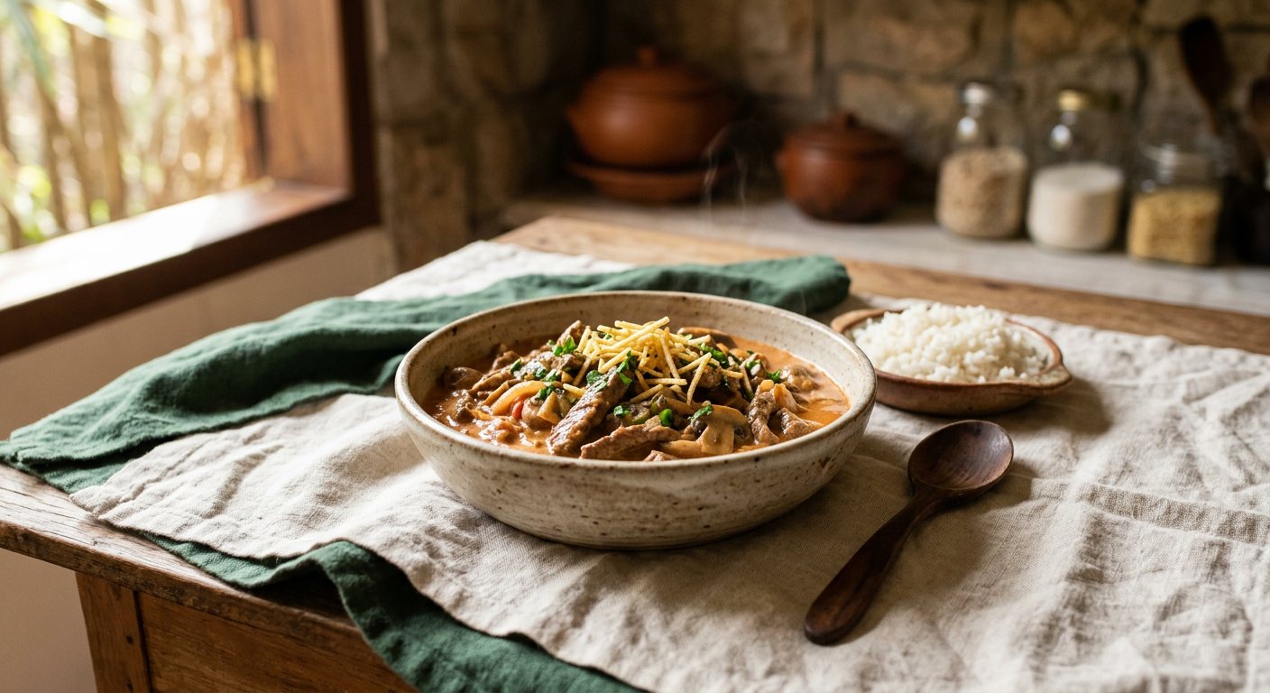 Estrogonofe de Carne (Beef Stroganoff) — Brazilian home cooking